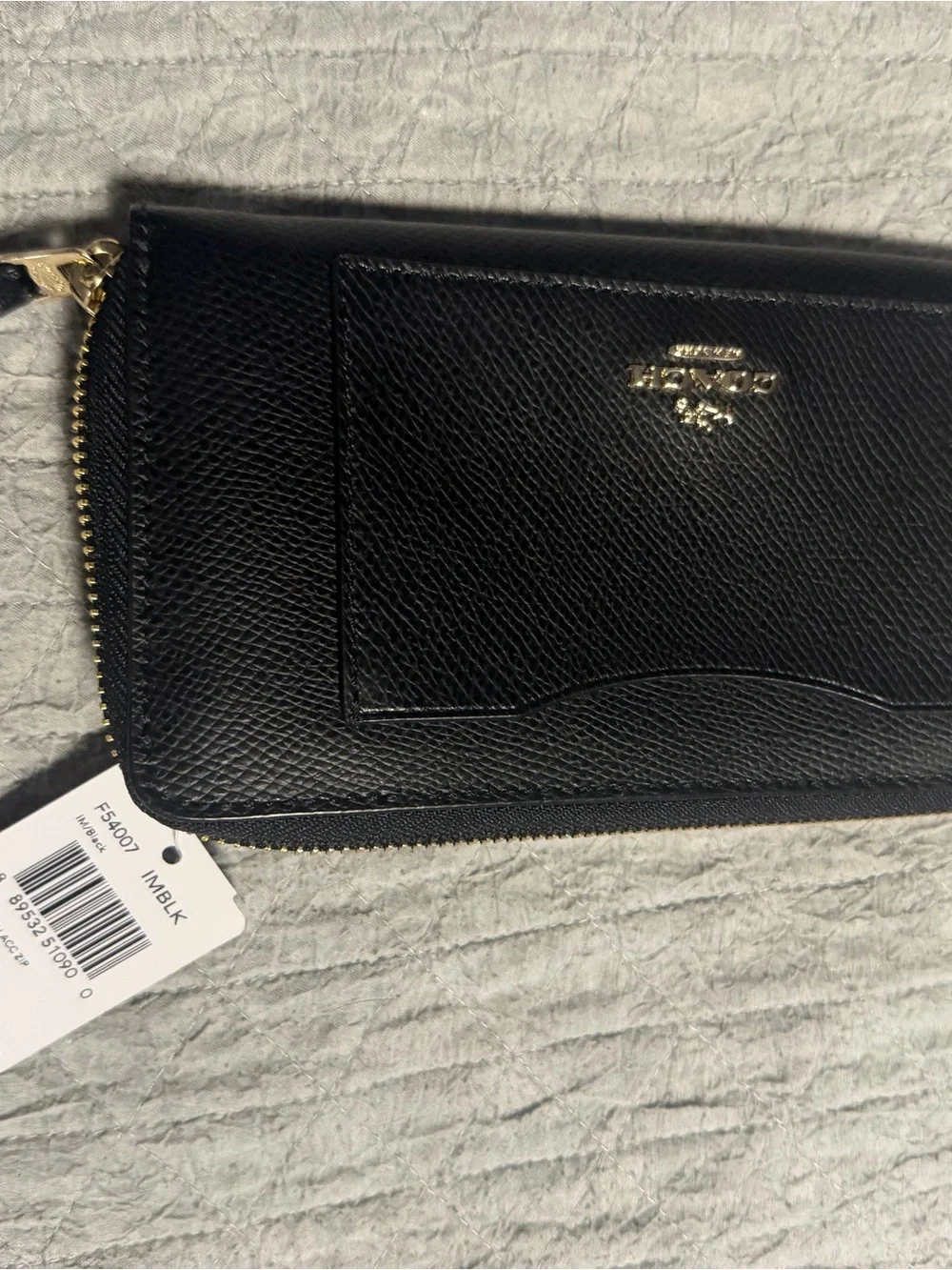 Coach Black Accordion Zip Wallet